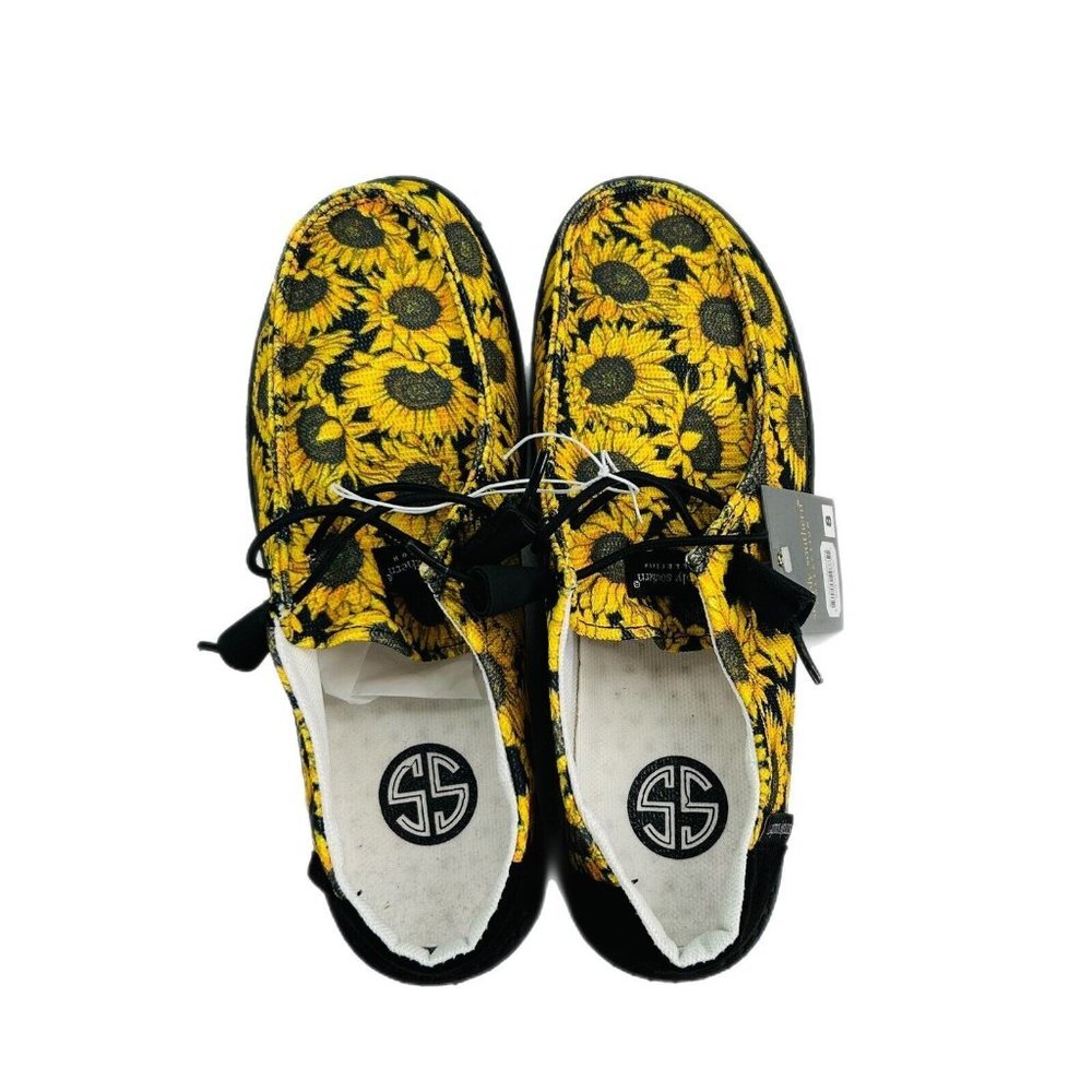 Simply Southern Shoes Size 8 & 9 Sunflowers All Over Print Slip On NWT